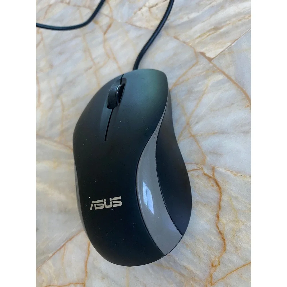 ASUS MOEWUO Wired Optical USB Mouse Black Grey 3 Button Scroll Wheel